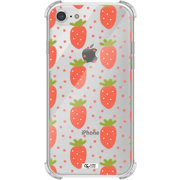 a pattern of strawberries on a white background Apple iPhone 7 Clear PC Case
