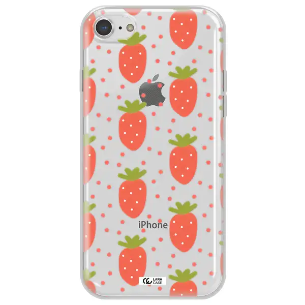 a pattern of strawberries on a white background Apple iPhone 7 Clear TPU Case
