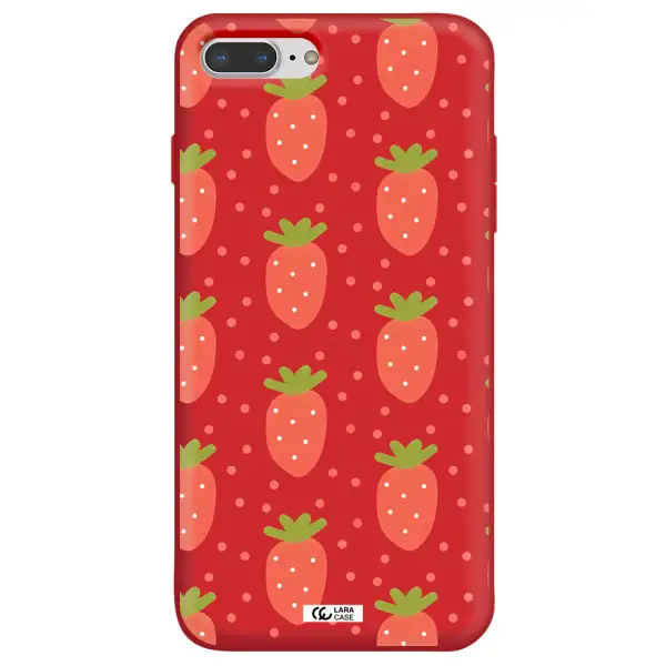 a pattern of strawberries on a white background Apple iPhone 7 plus Silicone Imperial Red Case