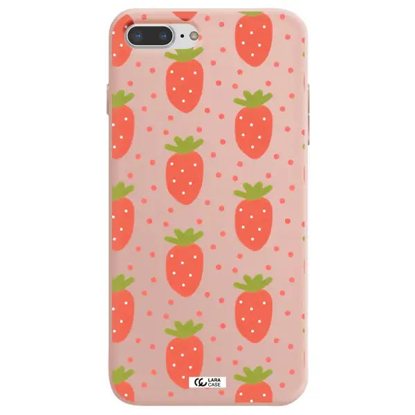 a pattern of strawberries on a white background Apple iPhone 7 plus Silicone pastel pink Case