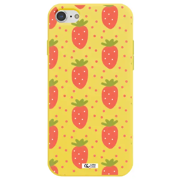 a pattern of strawberries on a white background Apple iPhone 7 Silicone canary yellow Case