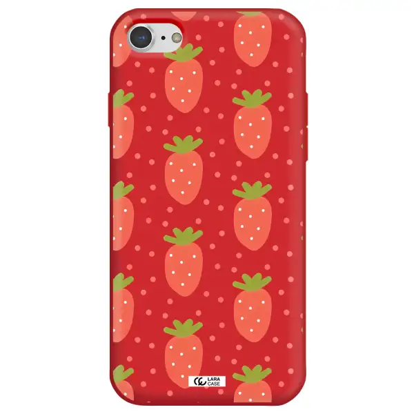 a pattern of strawberries on a white background Apple iPhone 7 Silicone Imperial Red Case