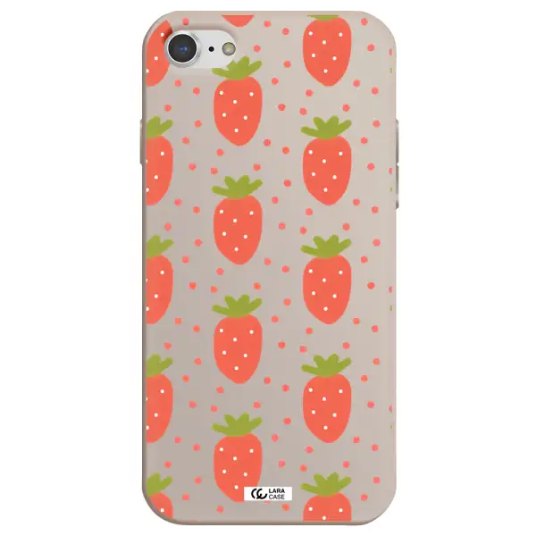 a pattern of strawberries on a white background Apple iPhone 7 Silicone Stone Case