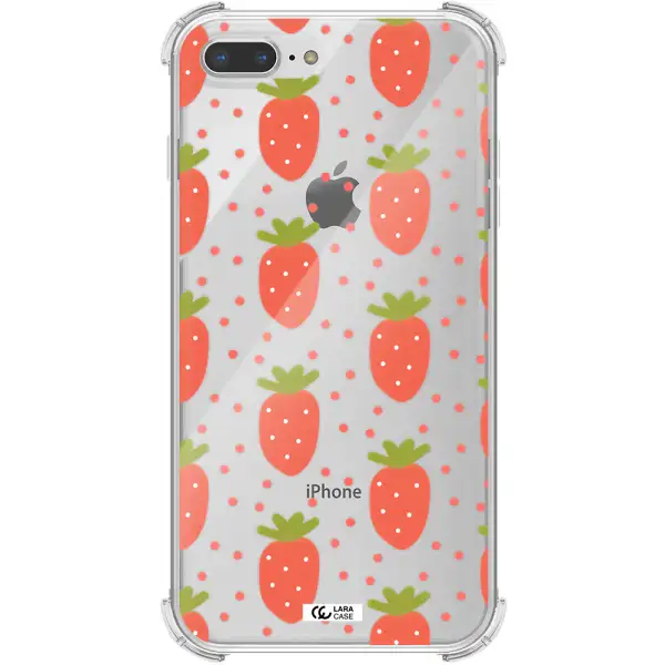 a pattern of strawberries on a white background Apple iPhone 8 plus Clear PC Case