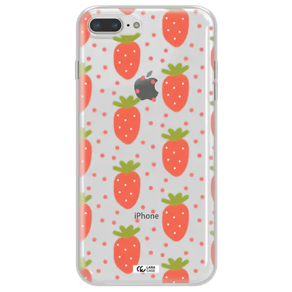 a pattern of strawberries on a white background Apple iPhone 8 plus Clear TPU Case