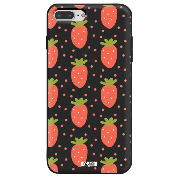 a pattern of strawberries on a white background Apple iPhone 8 plus Silicone black Case