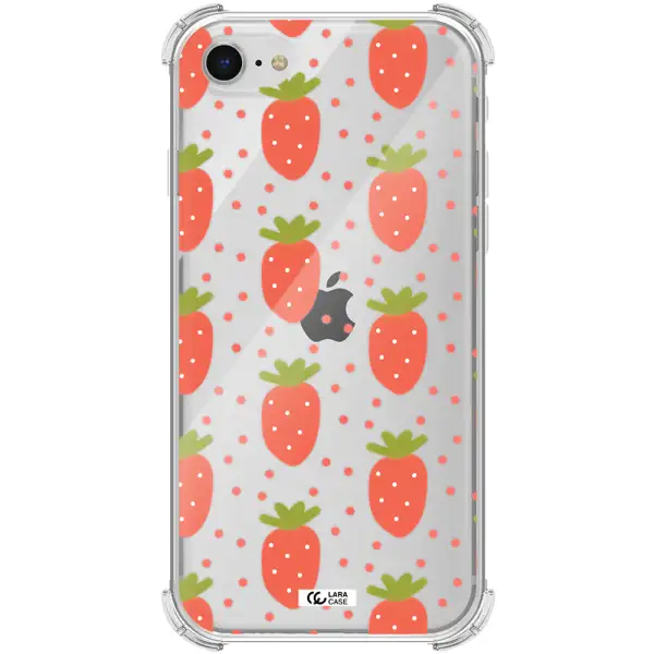 a pattern of strawberries on a white background Apple iPhone se 2020 Clear PC Case