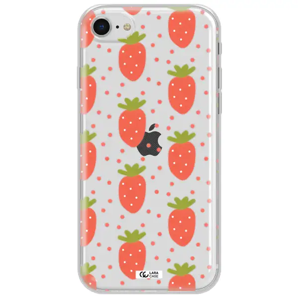 A Pattern Of Strawberries On A White Background Apple Iphone Se 2020 Clear Tpu Case