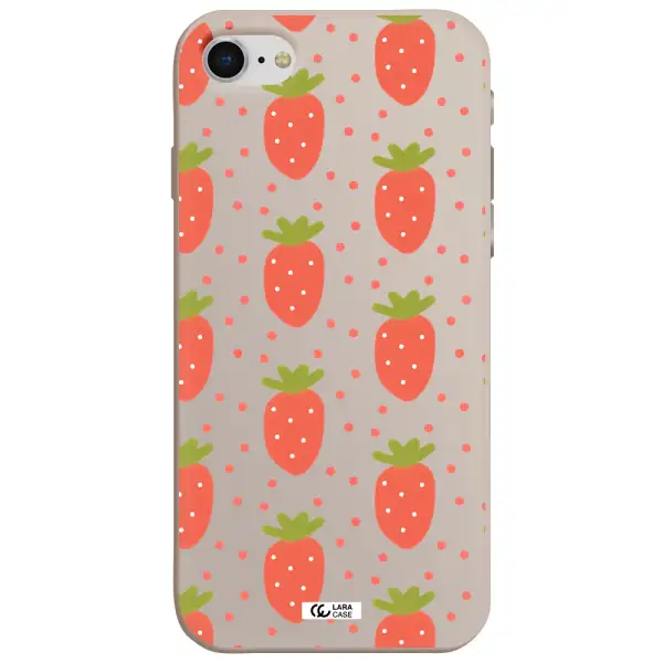 a pattern of strawberries on a white background Apple iPhone se 2020 Silicone Stone Case
