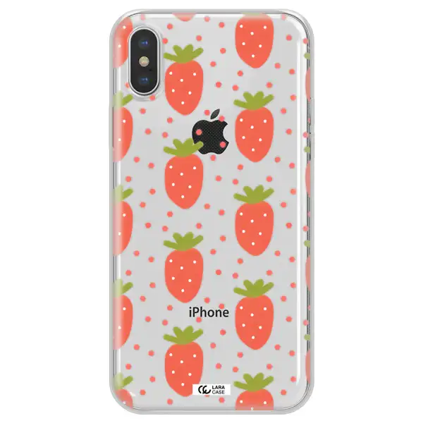 a pattern of strawberries on a white background Apple iPhone X Clear TPU Case