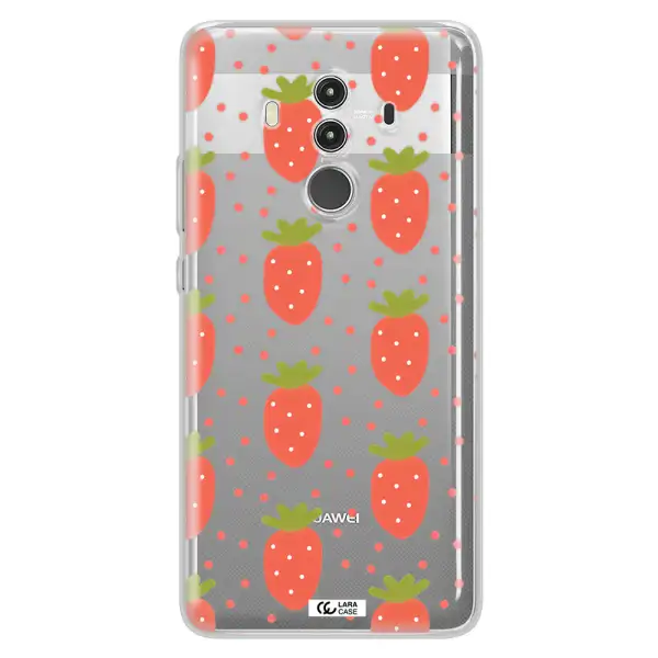 a pattern of strawberries on a white background Huawei Mate 10 Clear TPU Case