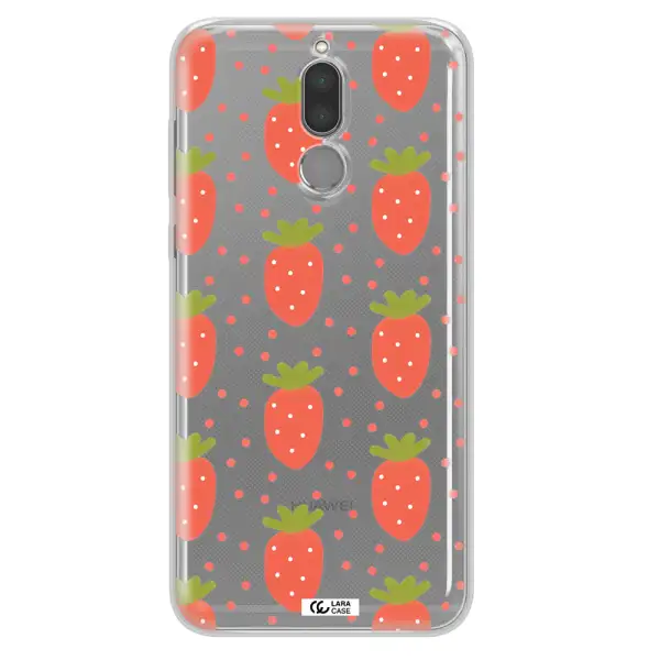 a pattern of strawberries on a white background Huawei Mate 10 Lite Clear TPU Case