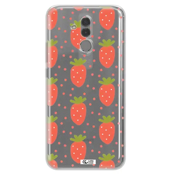 a pattern of strawberries on a white background Huawei Mate 20 Lite Clear TPU Case