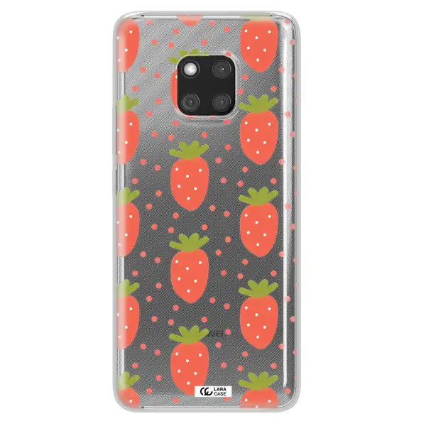a pattern of strawberries on a white background Huawei Mate 20 Pro Clear TPU Case