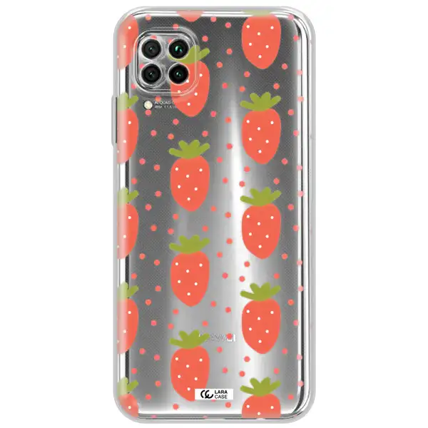 A Pattern Of Strawberries On A White Background Huawei Nova 7I Clear Tpu Case