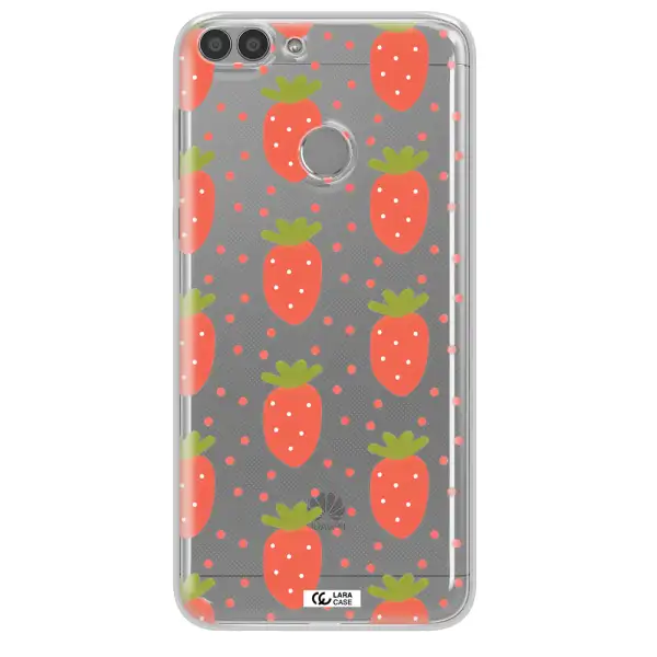 a pattern of strawberries on a white background Huawei P Smart 2017 Clear TPU Case