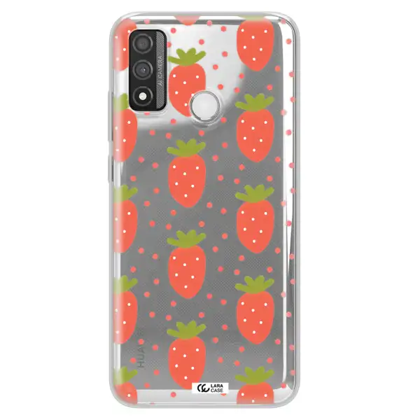 a pattern of strawberries on a white background Huawei P Smart 2020 Clear TPU Case