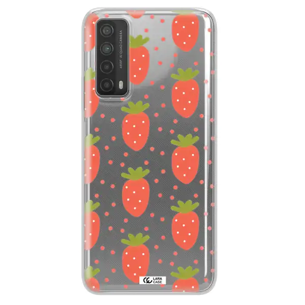 a pattern of strawberries on a white background Huawei P Smart 2021 Clear TPU Case