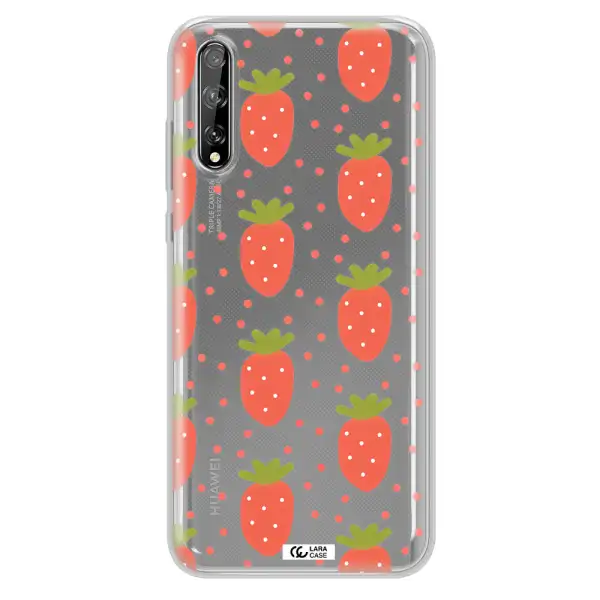 a pattern of strawberries on a white background Huawei P Smart S Clear TPU Case