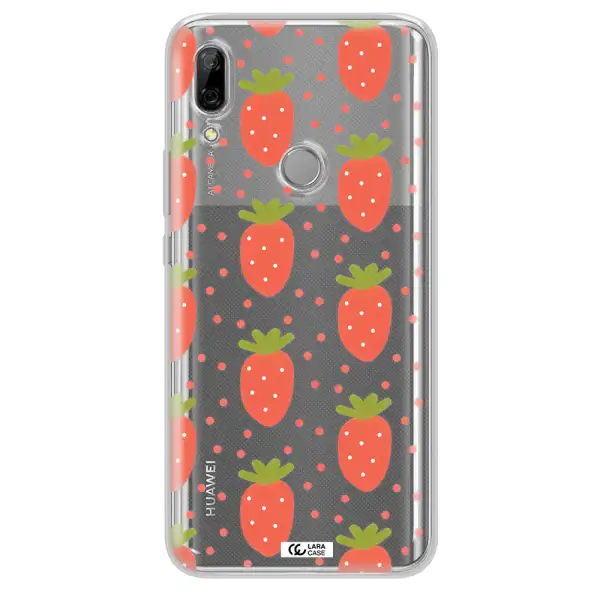 a pattern of strawberries on a white background Huawei P Smart Z Clear TPU Case