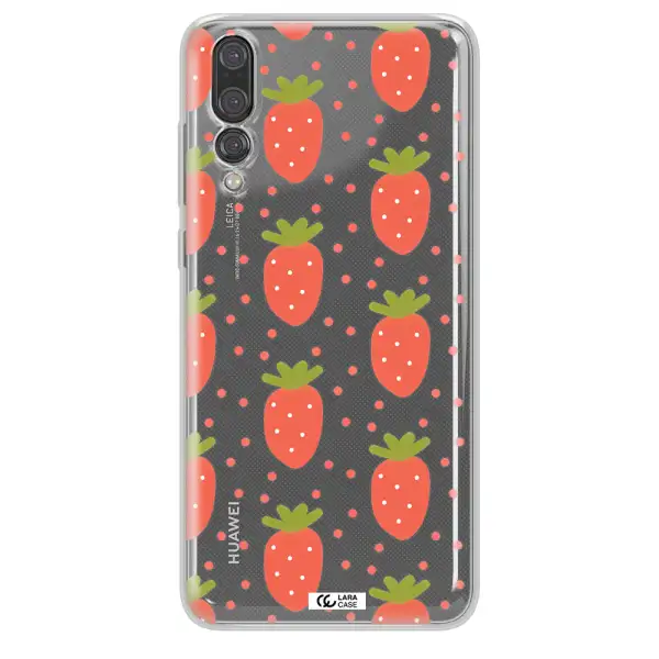 a pattern of strawberries on a white background Huawei P20 Pro Clear TPU Case