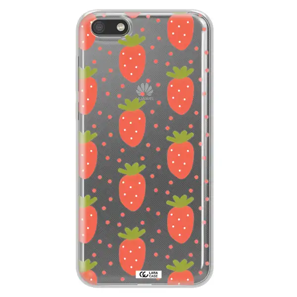 a pattern of strawberries on a white background Huawei Y5 2018 Clear TPU Case