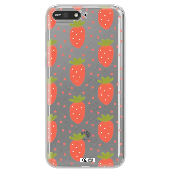 a pattern of strawberries on a white background Huawei Y6 2018 Clear TPU Case