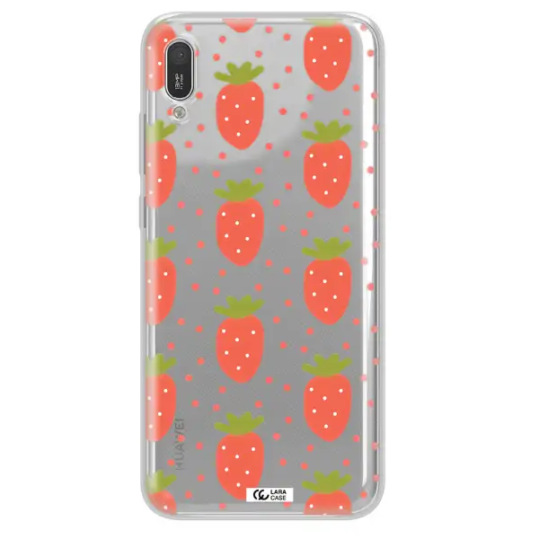 a pattern of strawberries on a white background Huawei Y6 Pro 2019 Clear TPU Case