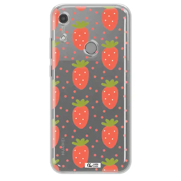 a pattern of strawberries on a white background Huawei Y6S Clear TPU Case