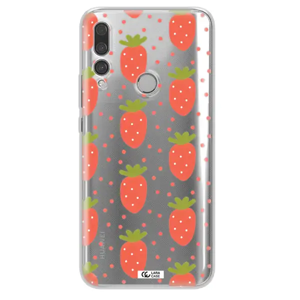 a pattern of strawberries on a white background Huawei Y9 Prime 2019 Clear TPU Case