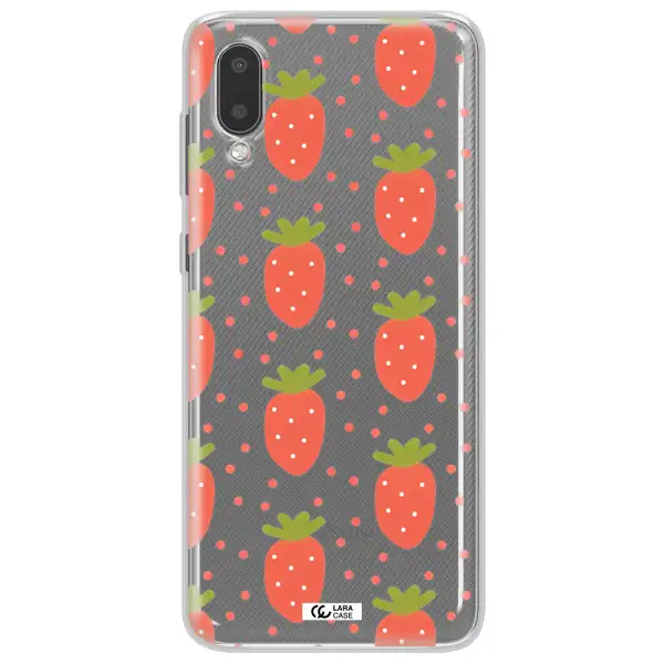 a pattern of strawberries on a white background Samsung A02 Clear TPU Case