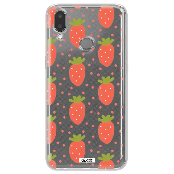 a pattern of strawberries on a white background Samsung A10S Clear TPU Case