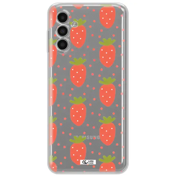 A Pattern Of Strawberries On A White Background Samsung A13 5G Clear Tpu Case