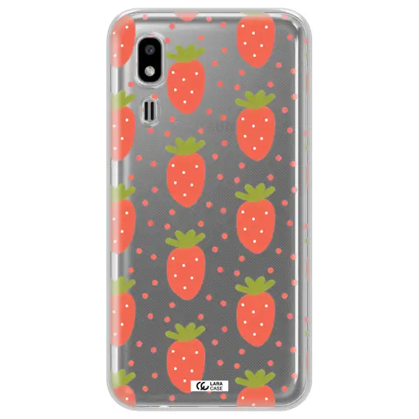 a pattern of strawberries on a white background Samsung A2 Core Clear TPU Case