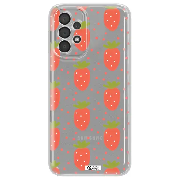 A Pattern Of Strawberries On A White Background Samsung A23 5G Clear Tpu Case