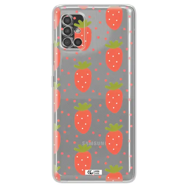 A Pattern Of Strawberries On A White Background Samsung A40S Clear Tpu Case