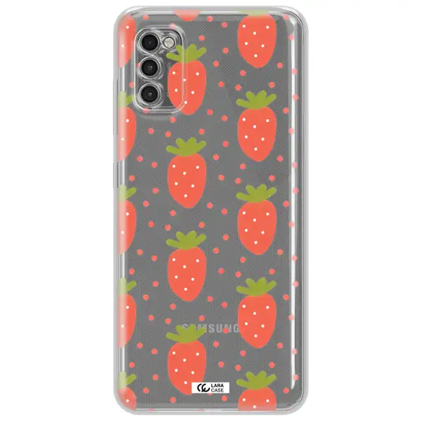 A Pattern Of Strawberries On A White Background Samsung A41 Clear Tpu Case