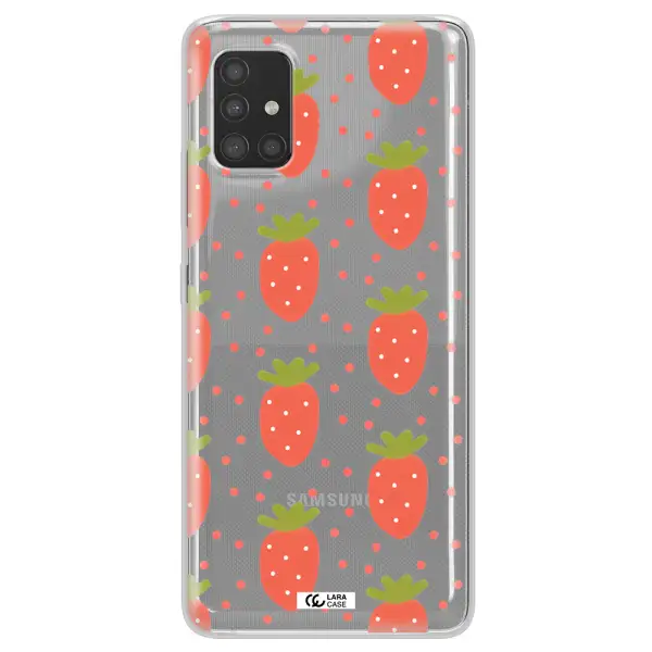 a pattern of strawberries on a white background Samsung A51 Clear TPU Case