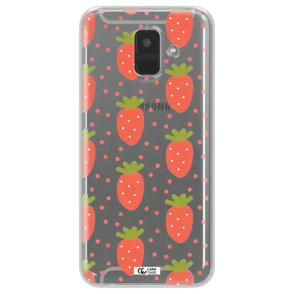 a pattern of strawberries on a white background Samsung A6 Clear TPU Case