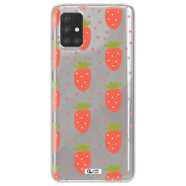 a pattern of strawberries on a white background Samsung A71 Clear TPU Case