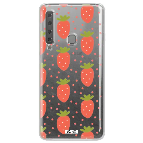 a pattern of strawberries on a white background Samsung A9 2018 Clear TPU Case