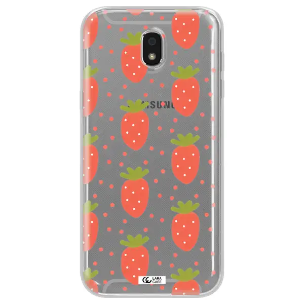 a pattern of strawberries on a white background Samsung J5 2017 Clear TPU Case
