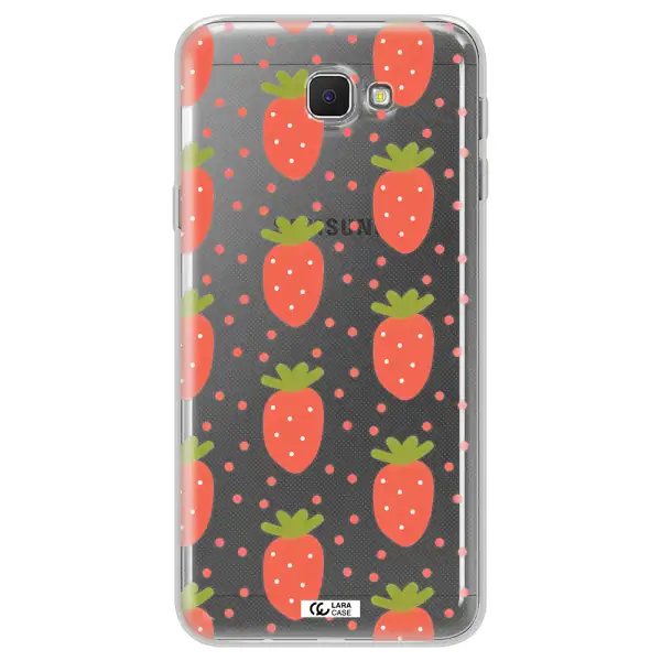 a pattern of strawberries on a white background Samsung J5 Prime Clear TPU Case