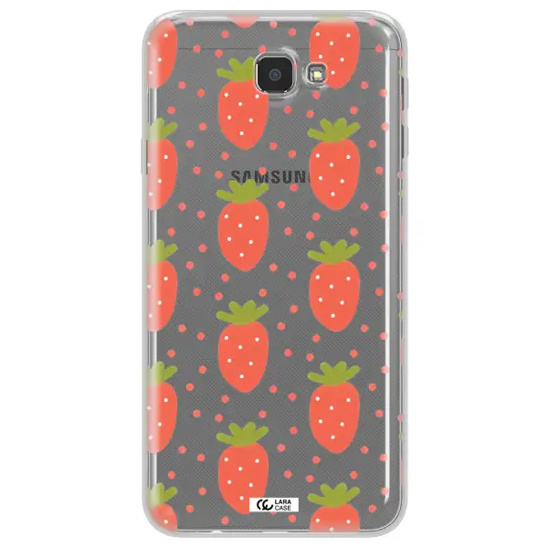 a pattern of strawberries on a white background Samsung J7 Prim Clear TPU Case