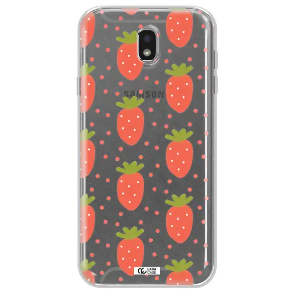 a pattern of strawberries on a white background Samsung J7 Pro Clear TPU Case