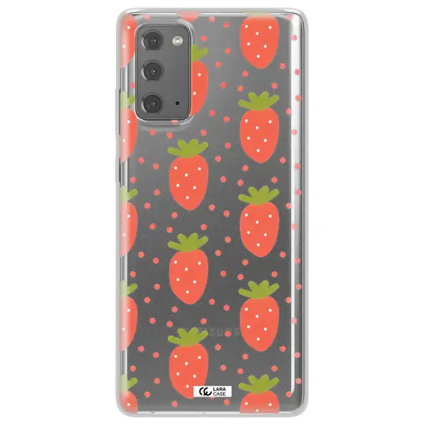 a pattern of strawberries on a white background Samsung Note 20 Clear TPU Case