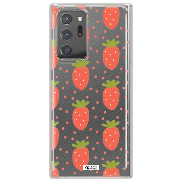 a pattern of strawberries on a white background Samsung Note 20 Ultra Clear TPU Case