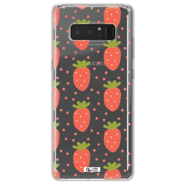a pattern of strawberries on a white background Samsung Note 8 Clear TPU Case