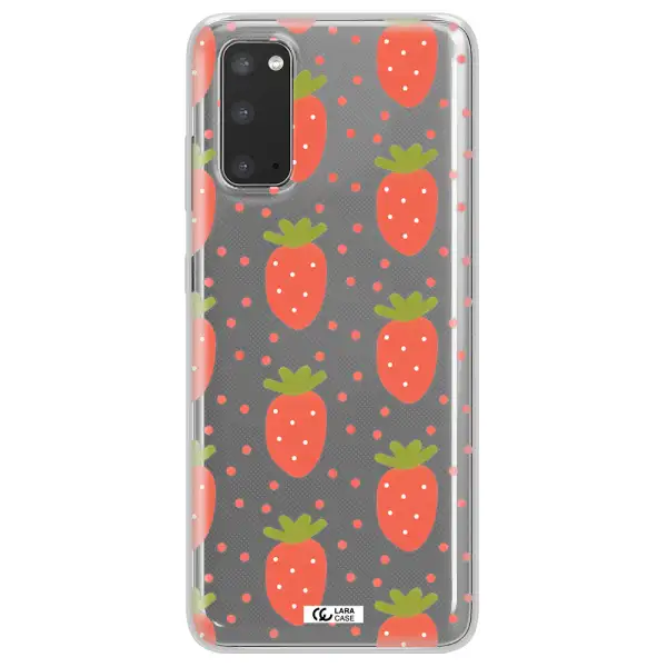 a pattern of strawberries on a white background Samsung S20 Clear TPU Case