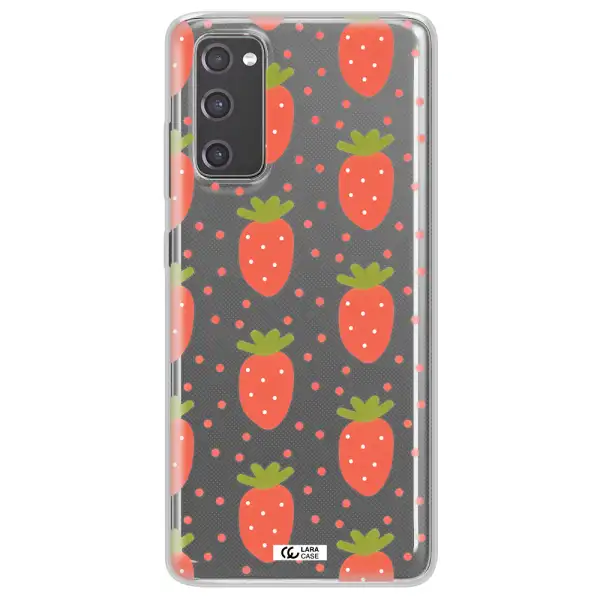 a pattern of strawberries on a white background Samsung S20 Fe Clear TPU Case